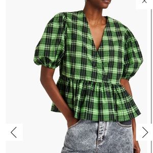 Checkered seersucker blouse